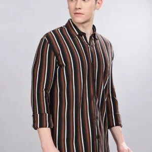PR3 06||Brown Stripes||Full Sleeve Shirt
