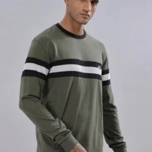 RFS007 || FS Green & White || Round Neck Full Sleeve T-Shirt