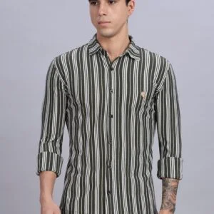 PR3 08|| Olive Stripes|| Full Sleeve Shirt