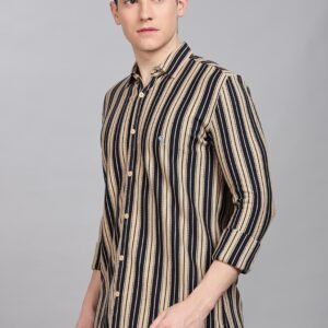 PR3 06||Navy Kaki Stripes||Full Sleeve Shirt
