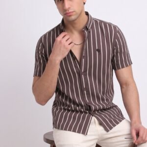 LS 005||BROWN STRIPES||Half Sleeve Shirt